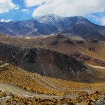 Ruta 40 seen from the icy part with 5950 meters high Nevado de Acay in the background